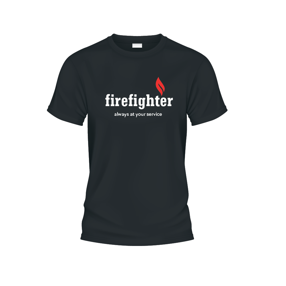 T-shirt Firefighter at your service zwart/navy